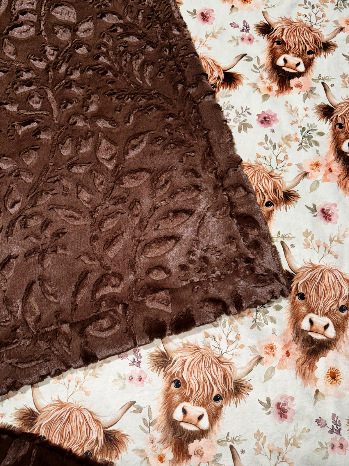 Floral Highland Cow + Coffee Poppy XL Adult Size