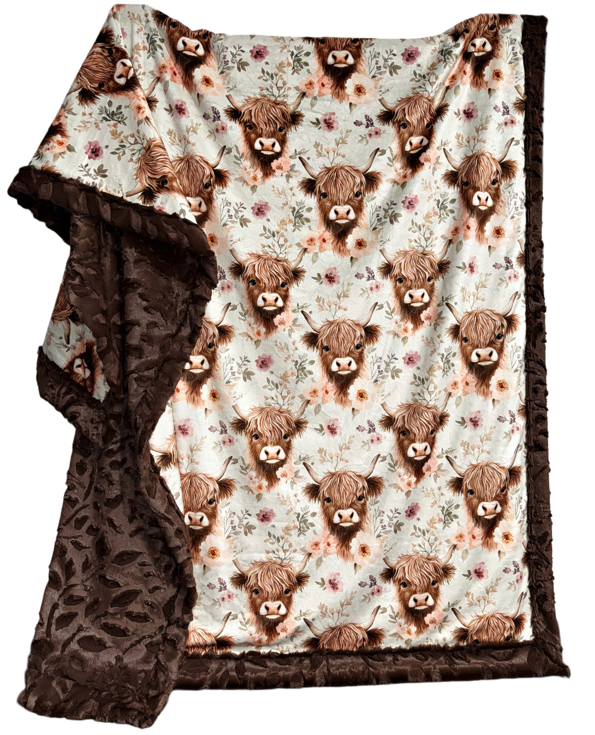 Floral Highland Cow + Coffee Poppy XL Adult Size