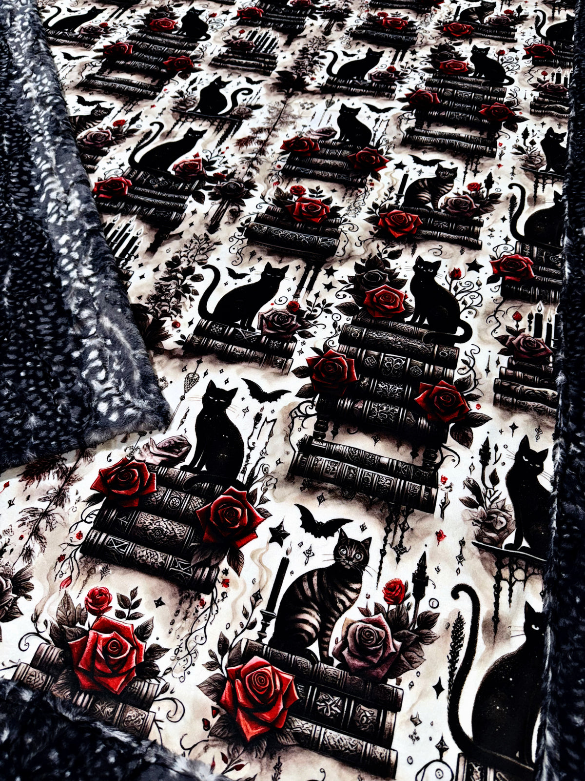 Black Cats, Roses, + Books XL Adult Size