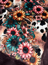 Load image into Gallery viewer, Rum Raisin Pom Pom Extra Luxe Cow Sunflowers XL Adult Size