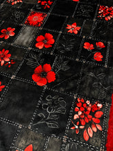 Load image into Gallery viewer, Black Denim Red Florals XL Adult Size