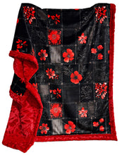 Load image into Gallery viewer, Black Denim Red Florals XL Adult Size