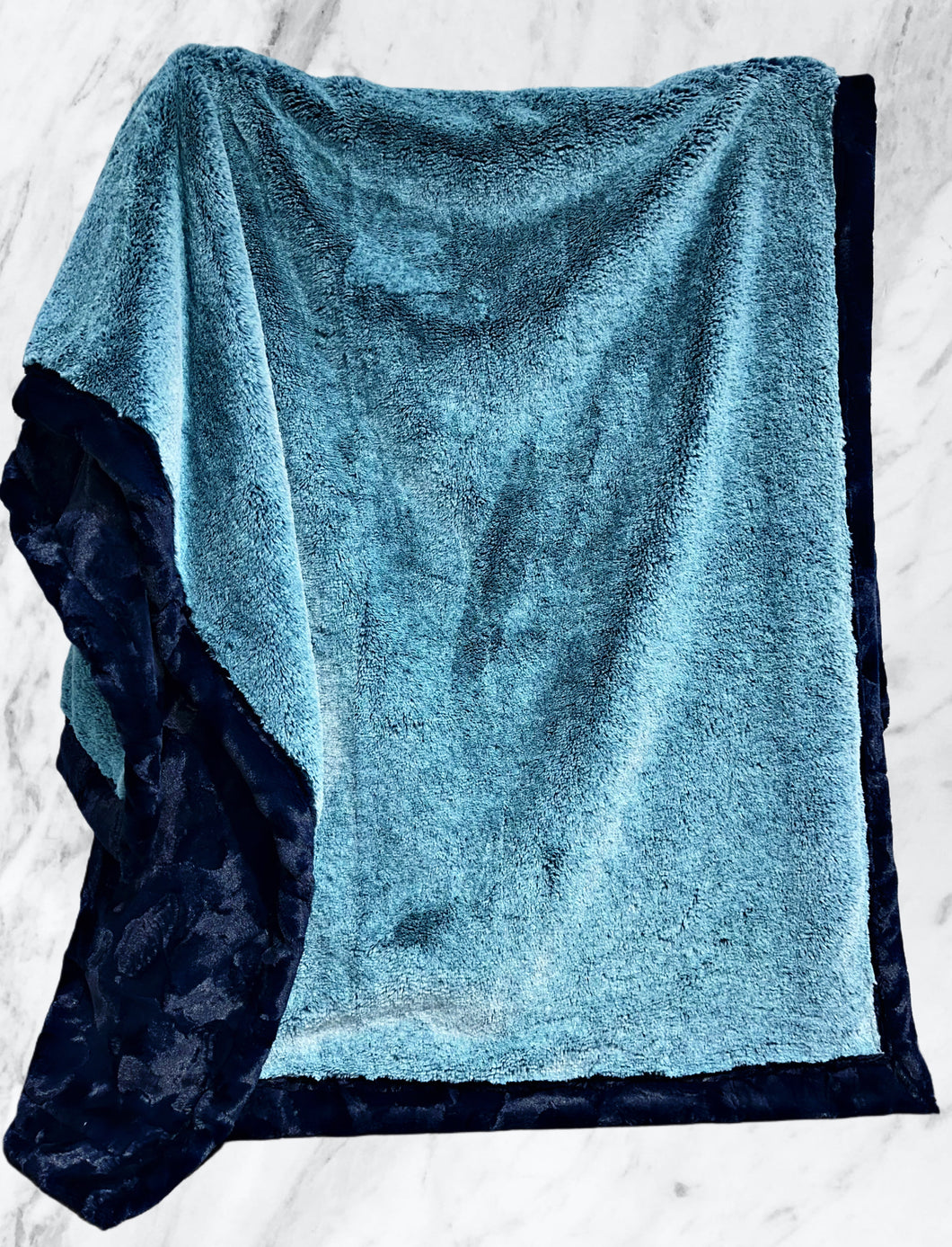 Extra Luxe Mallard Frosted Arctic Fox + Navy Hide XL Adult Size