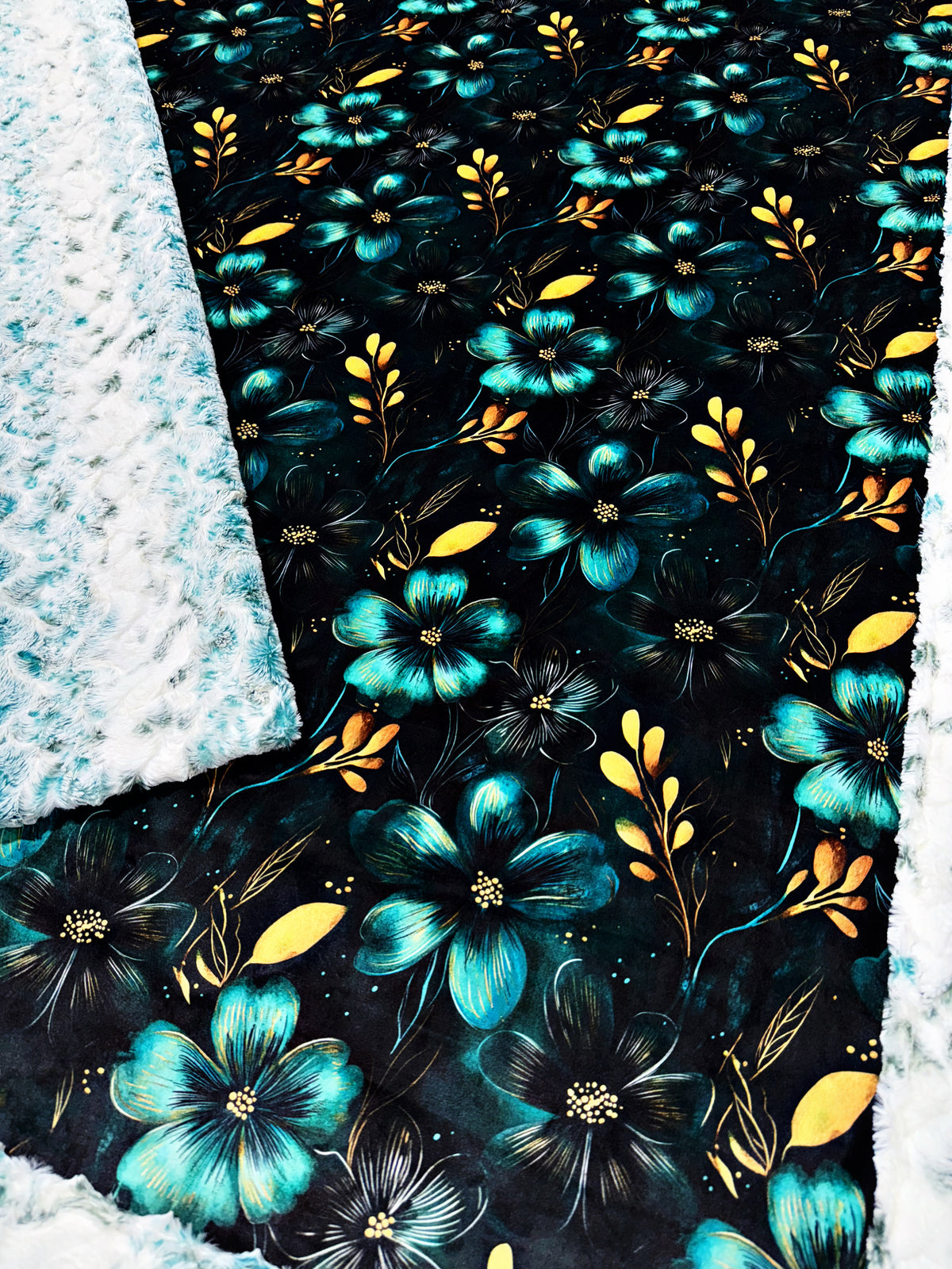 Teal + Black Florals - Mallard Snowy Owl XL Adult Size