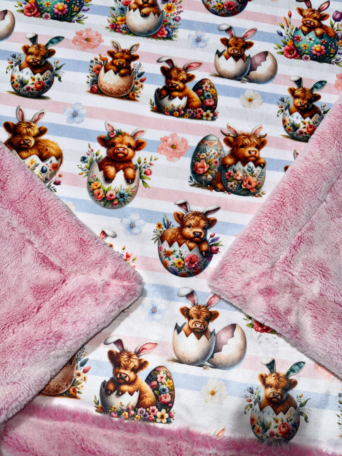Extra Luxe Pink Lemonade + Highland Cows Throw Size