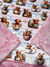 Load image into Gallery viewer, Extra Luxe Pink Lemonade + Highland Cows Throw Size