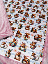 Load image into Gallery viewer, Extra Luxe Pink Lemonade + Highland Cows Throw Size