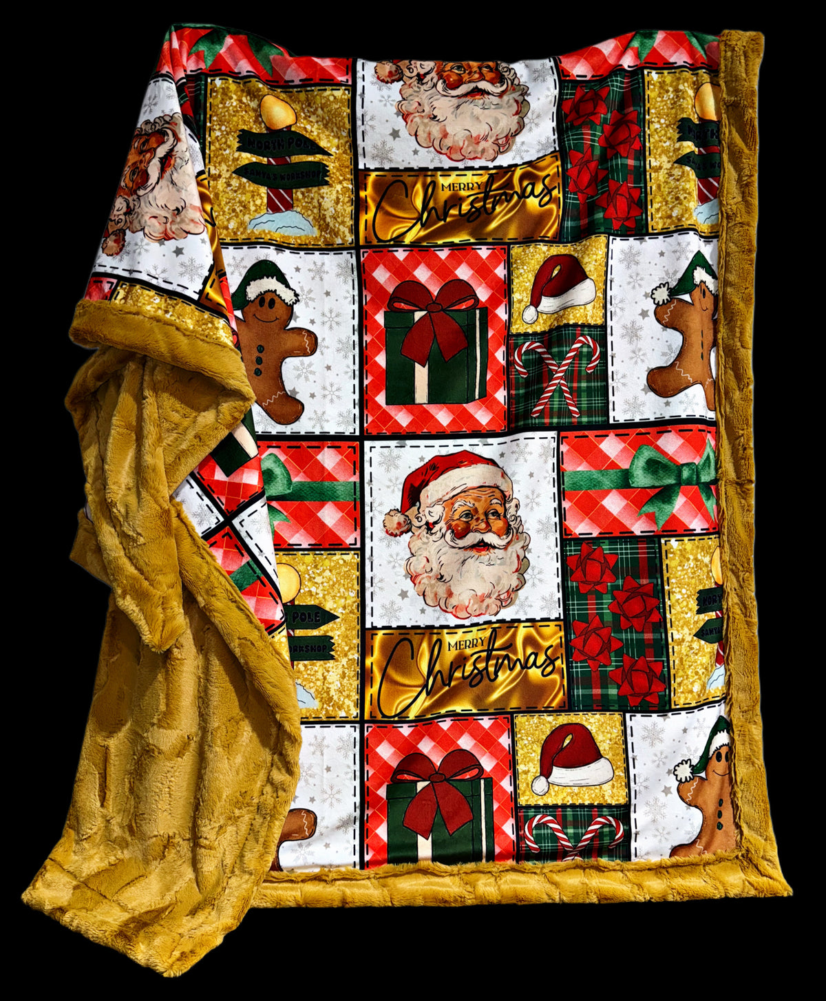 Merry Christmas Faux Quilt XL Adult Size