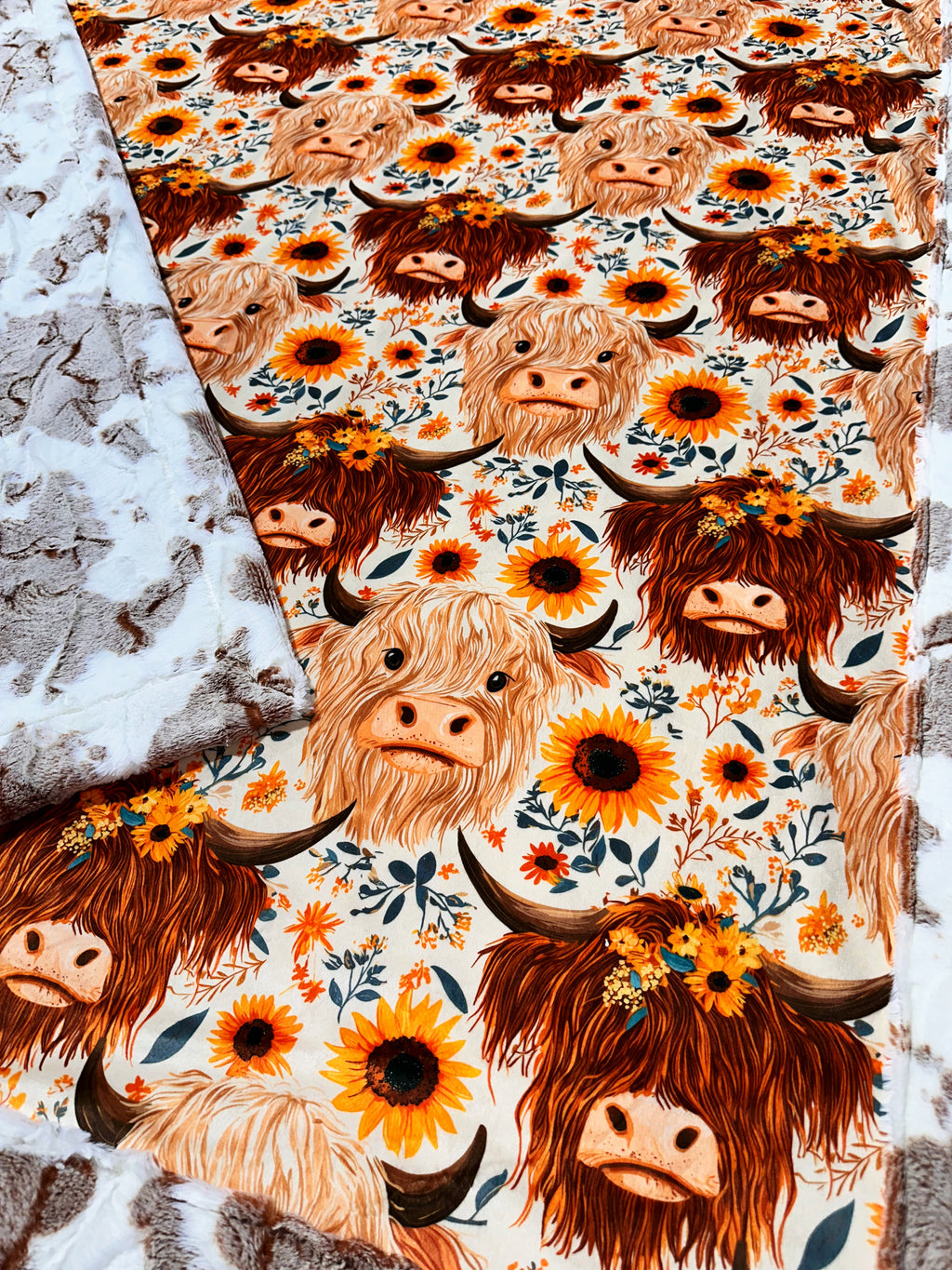 Floral Highland Cows XL Adult Size