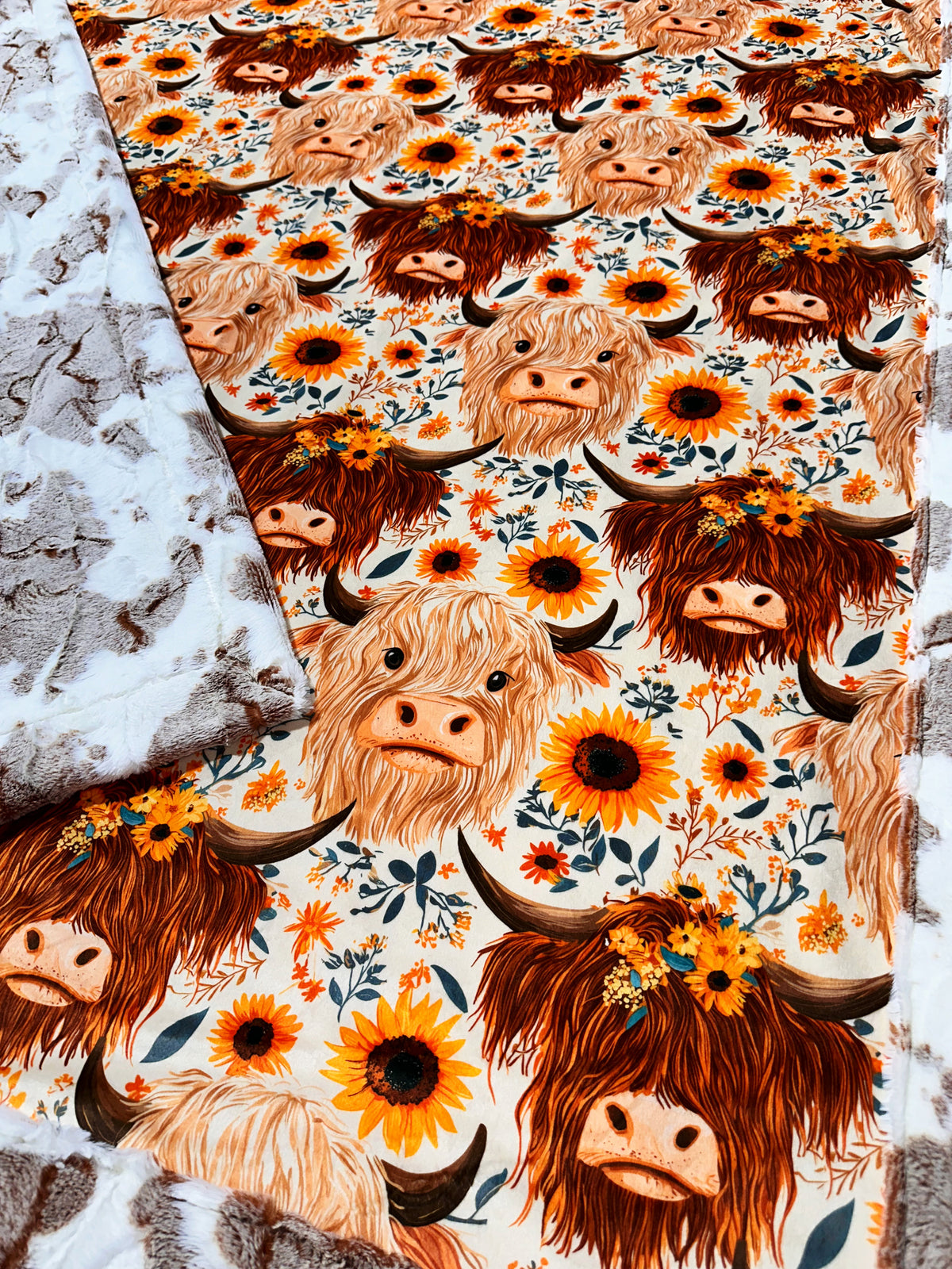 Floral Highland Cows XL Adult Size