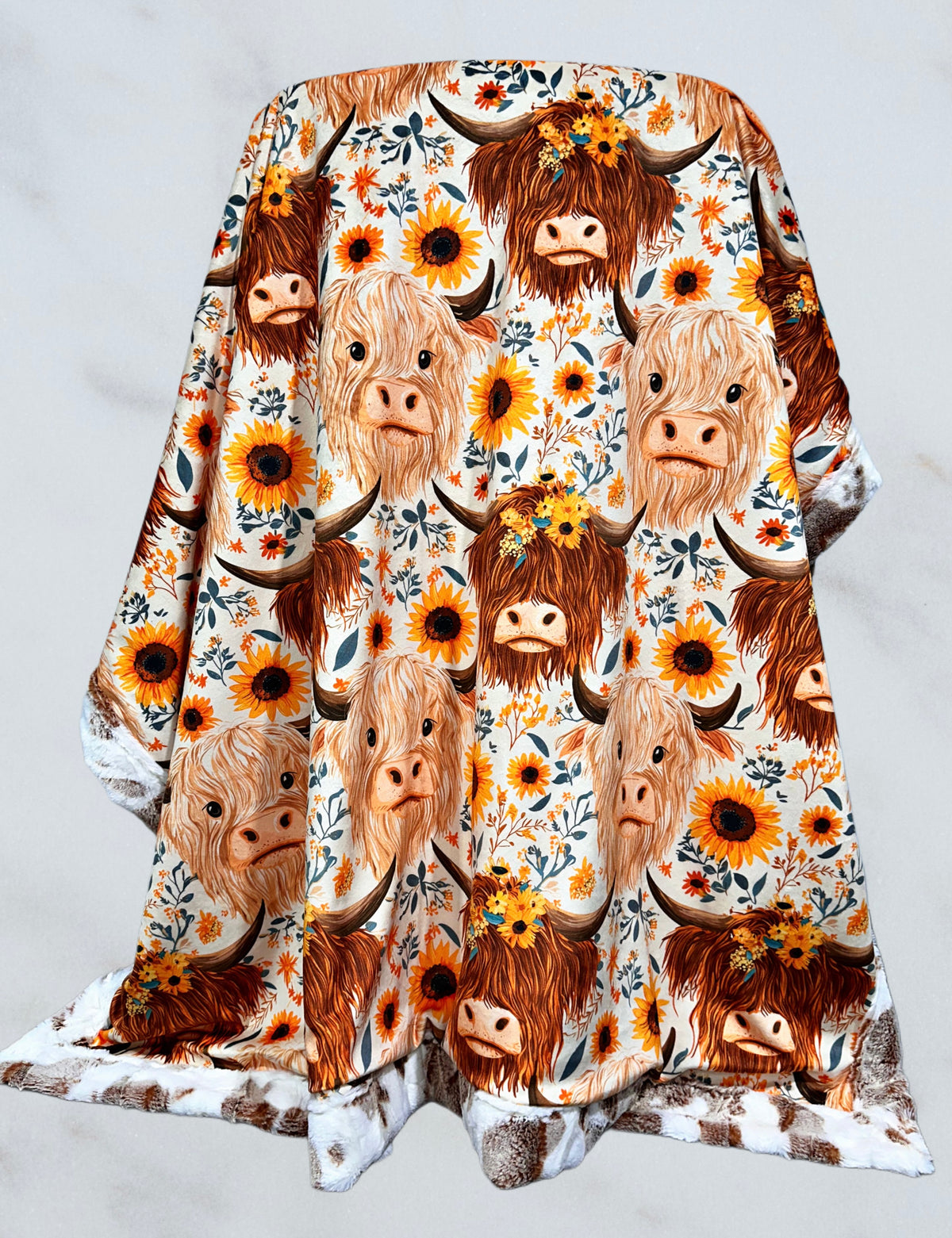 Floral Highland Cows XL Adult Size