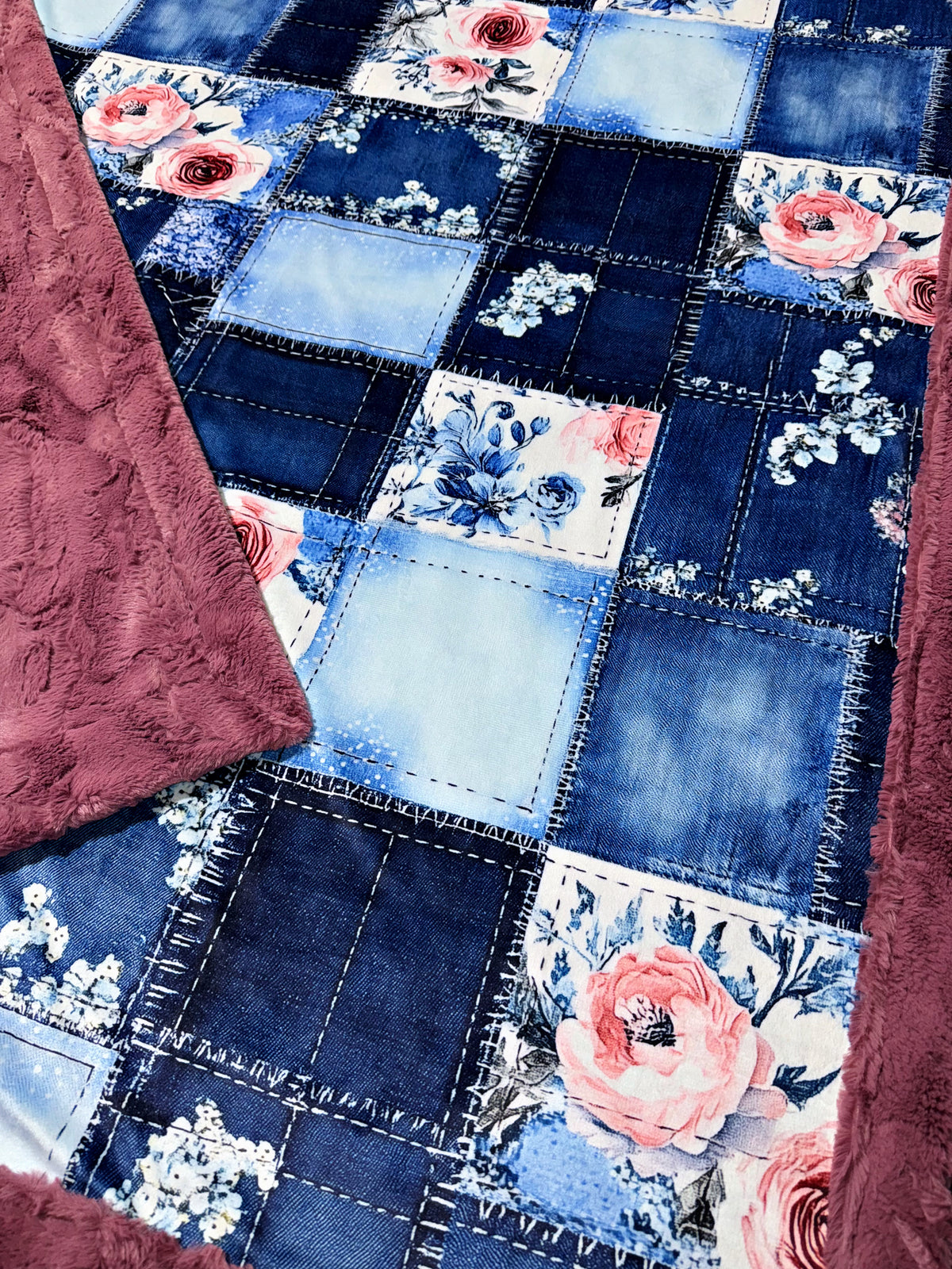 Floral Denim XL Adult Size