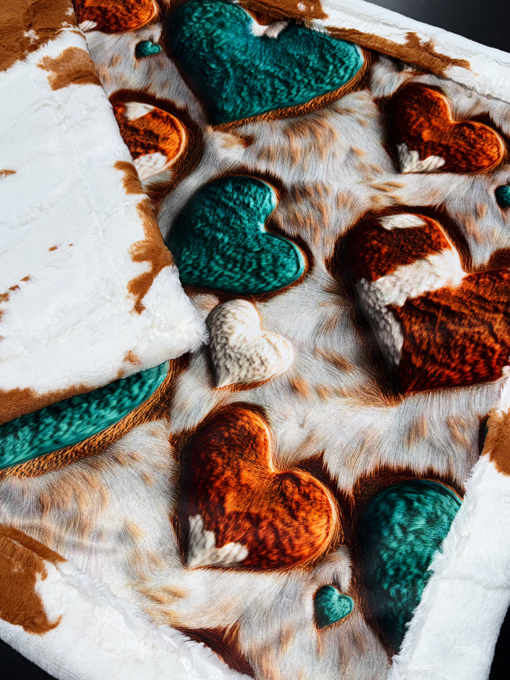 Cowhide Hearts Lovey Size