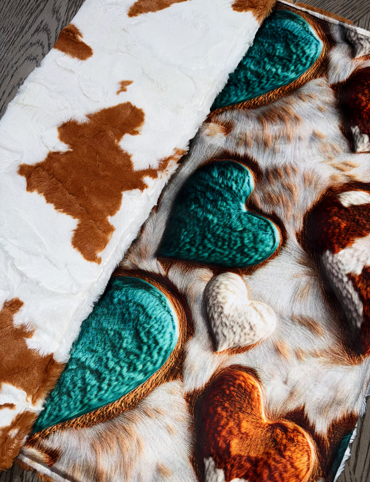 Cowhide Hearts Lovey Size