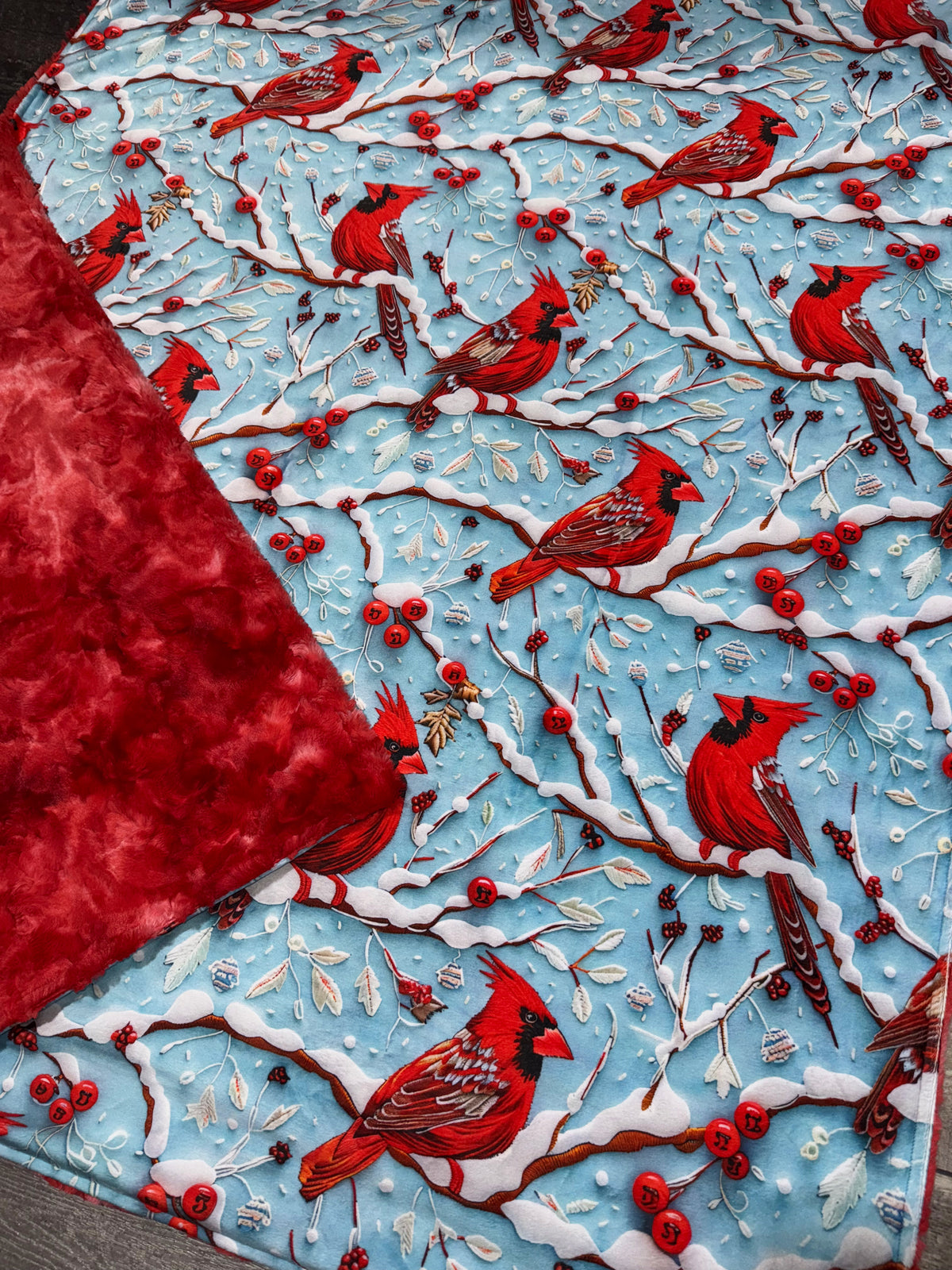 Winter Cardinals XL Crib Size