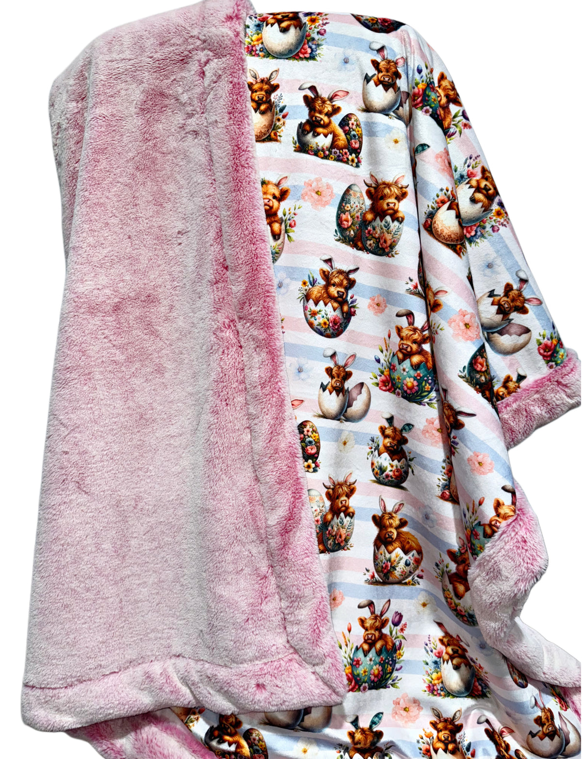 Extra Luxe Pink Lemonade + Highland Cows Throw Size