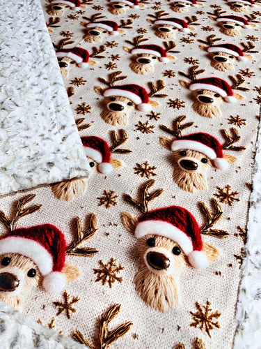 Faux Embroidered Christmas Deer XL Adult Size