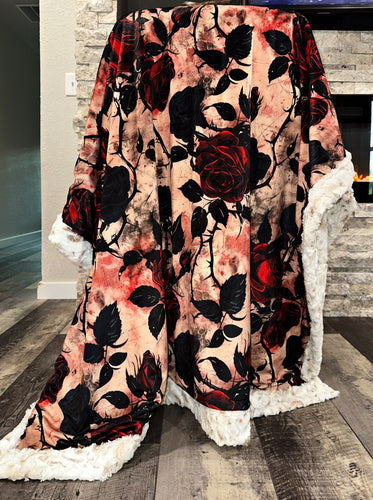 Grunge Black Red Roses XL Adult Size