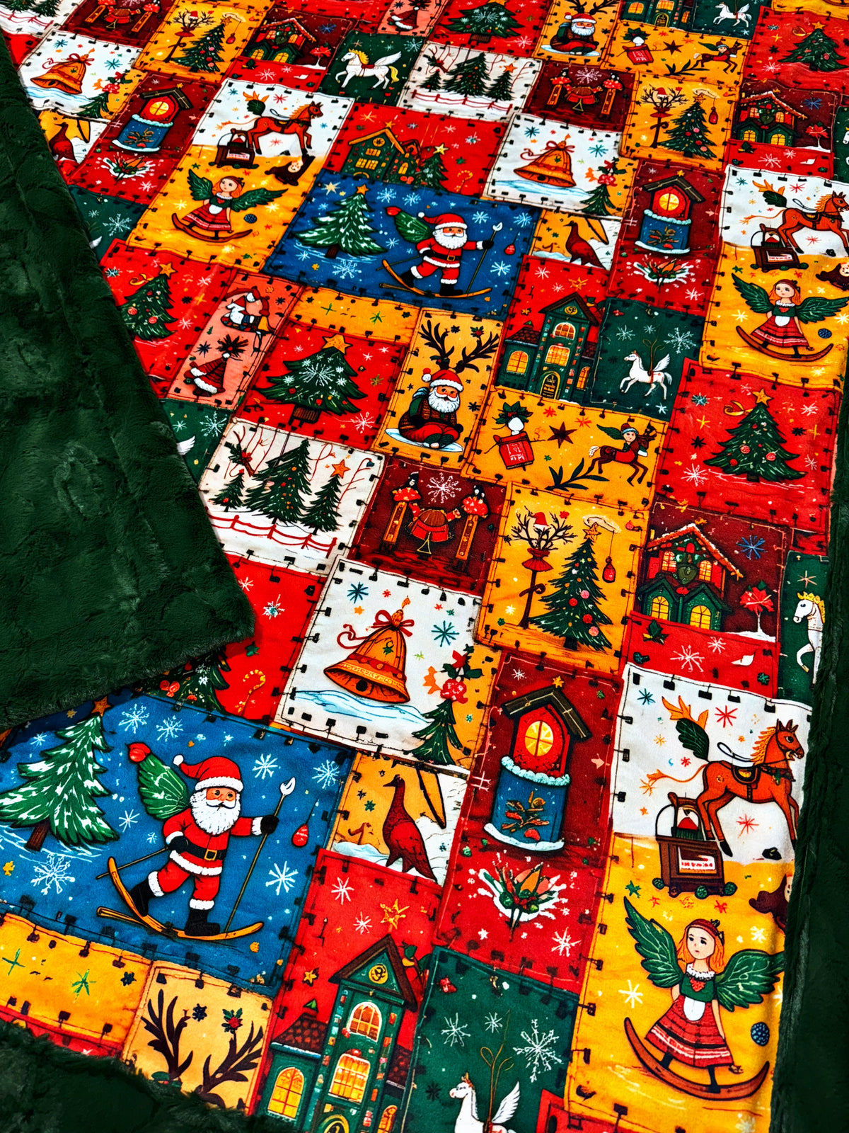Old Timers Christmas Faux Quilt XL Adult Size