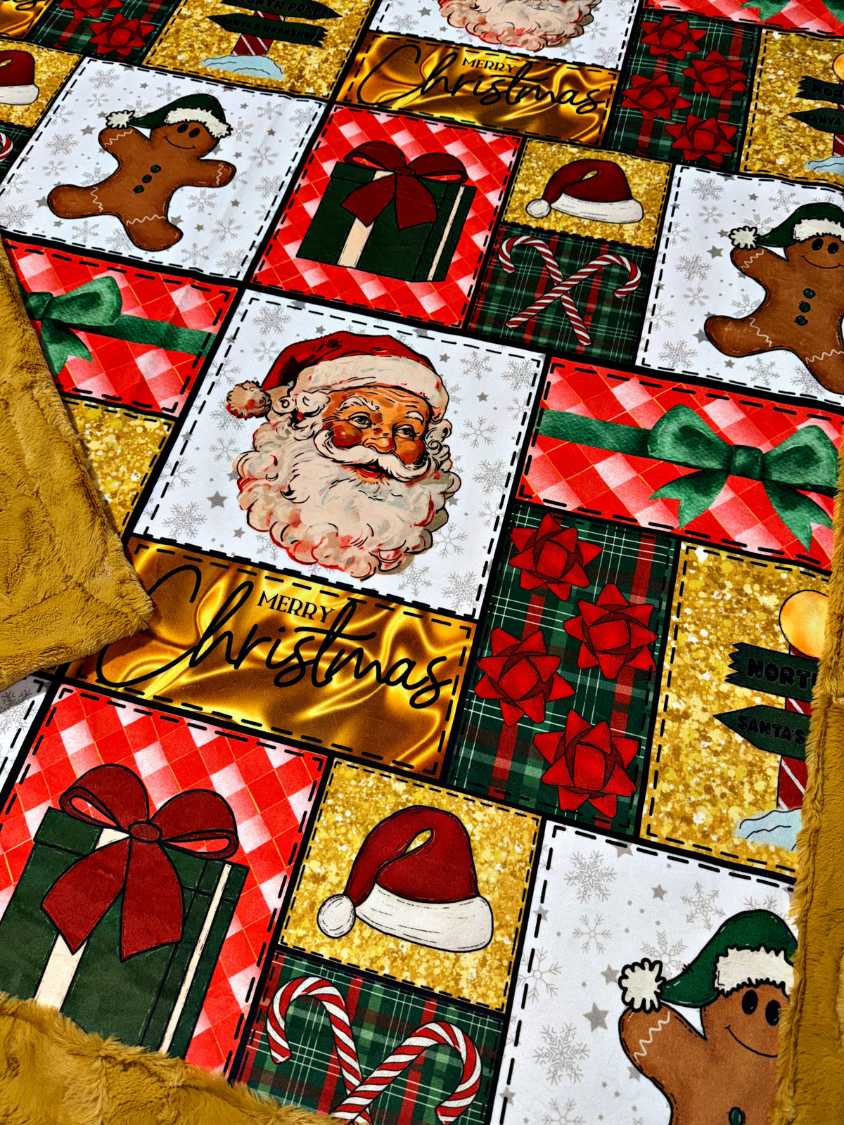 Merry Christmas Faux Quilt XL Adult Size
