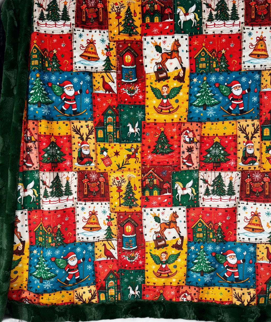 Old Timers Christmas Faux Quilt XL Adult Size