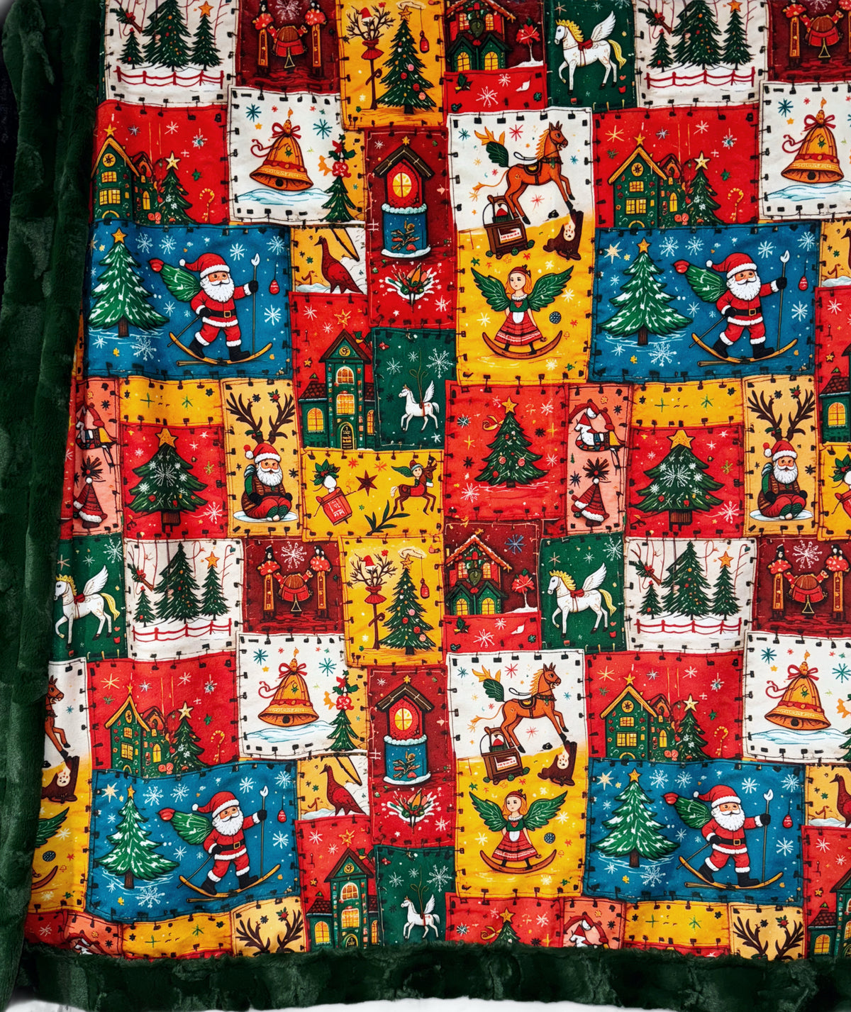 Old Timers Christmas Faux Quilt XL Adult Size