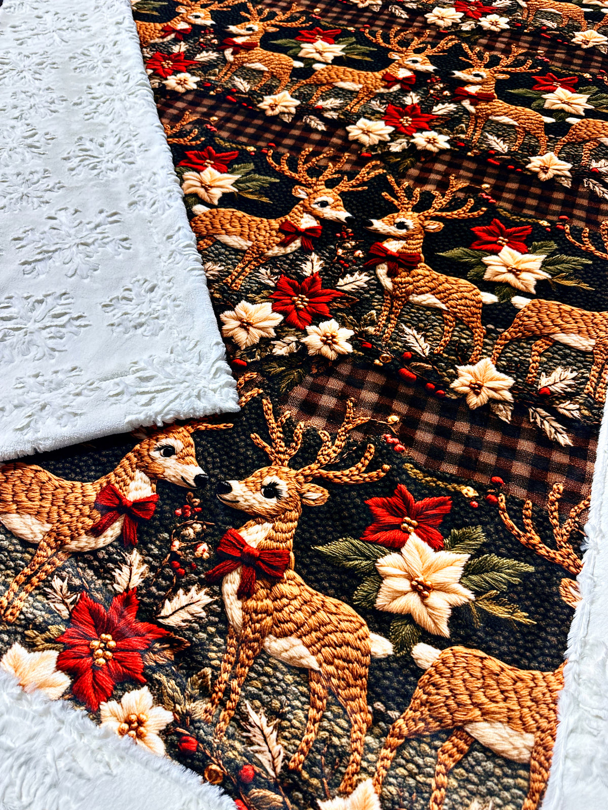 Christmas Deer On Snowflakes XL Adult Size
