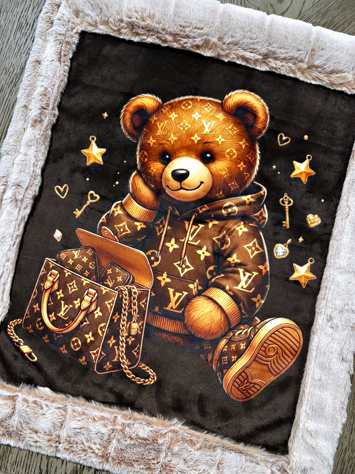 Extra Luxe Sand Dollar Frosted Sydney + Designer Teddy Lovey Size