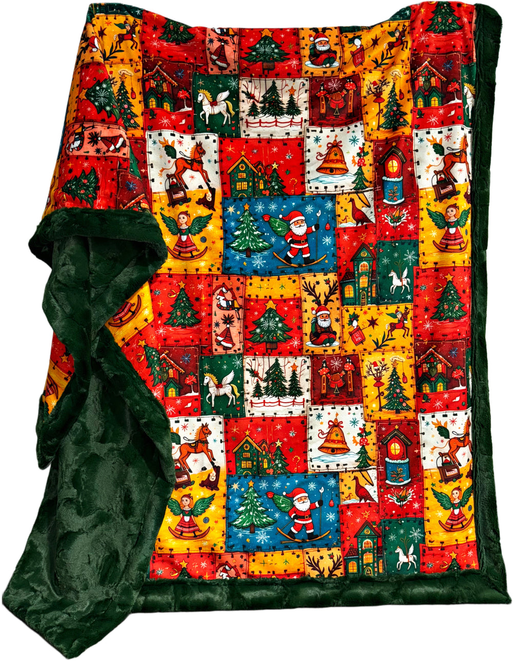 Old Timers Christmas Faux Quilt XL Adult Size
