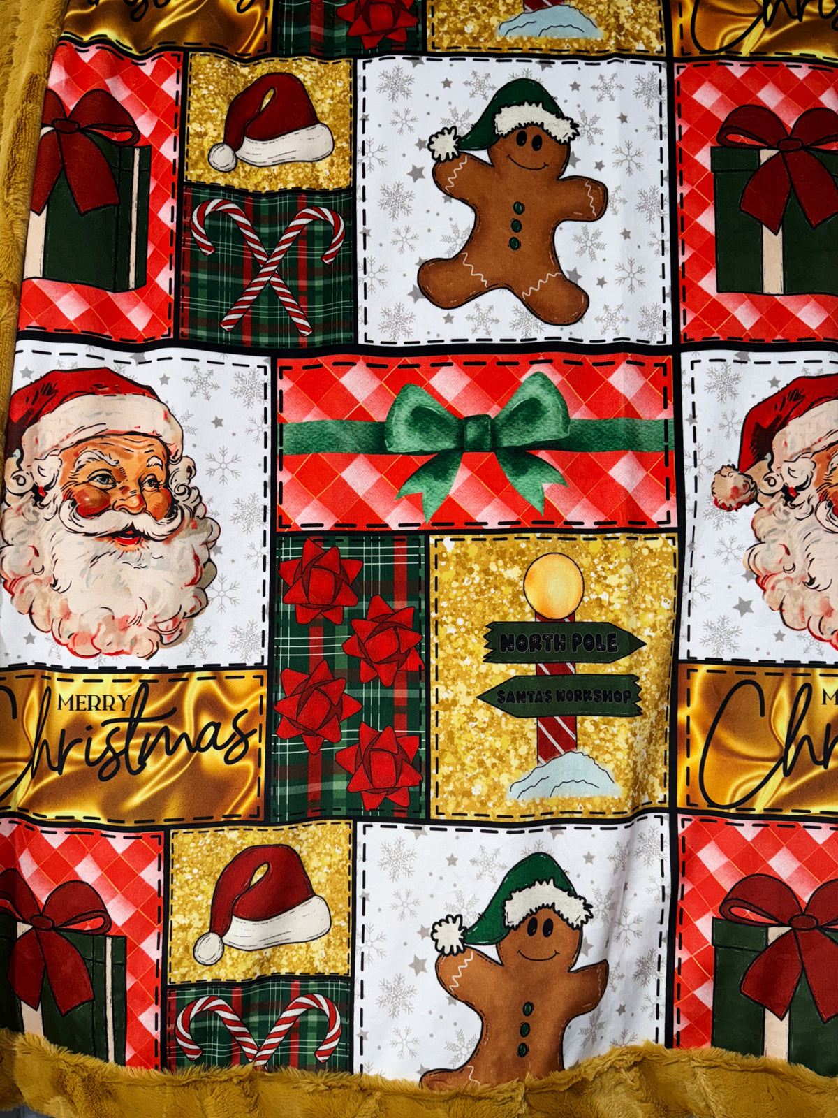 Merry Christmas Faux Quilt XL Adult Size