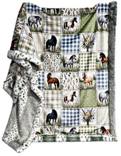 Load image into Gallery viewer, Extra Luxe Alaskan Bunny Ivy + Country Horses Faux Quilt XL Adult Size