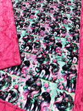 Black Floral Unicorns XL Adult Size
