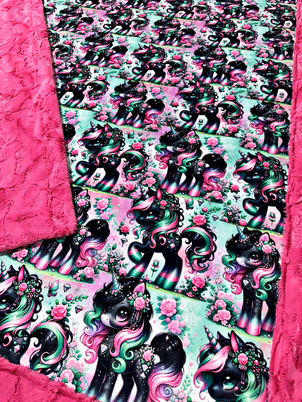 Black Floral Unicorns XL Adult Size