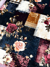 Load image into Gallery viewer, Navy Rose Faux Quilt XL Adult Size