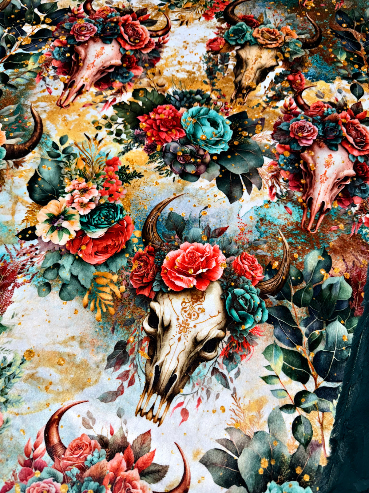 Floral Boho Skulls XL Adult Size