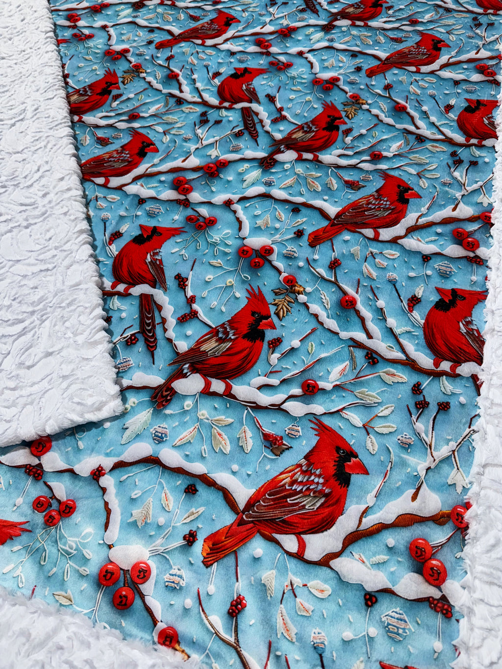 Snowy Cardinals  XL Adult Size