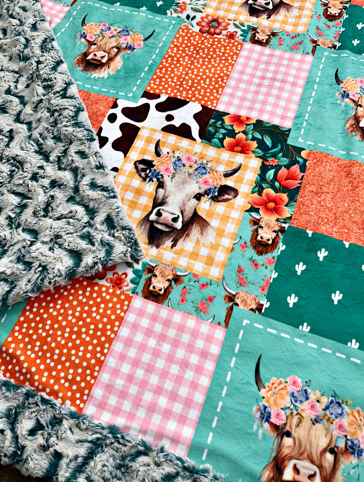 Country Faux Patchwork Throw Size