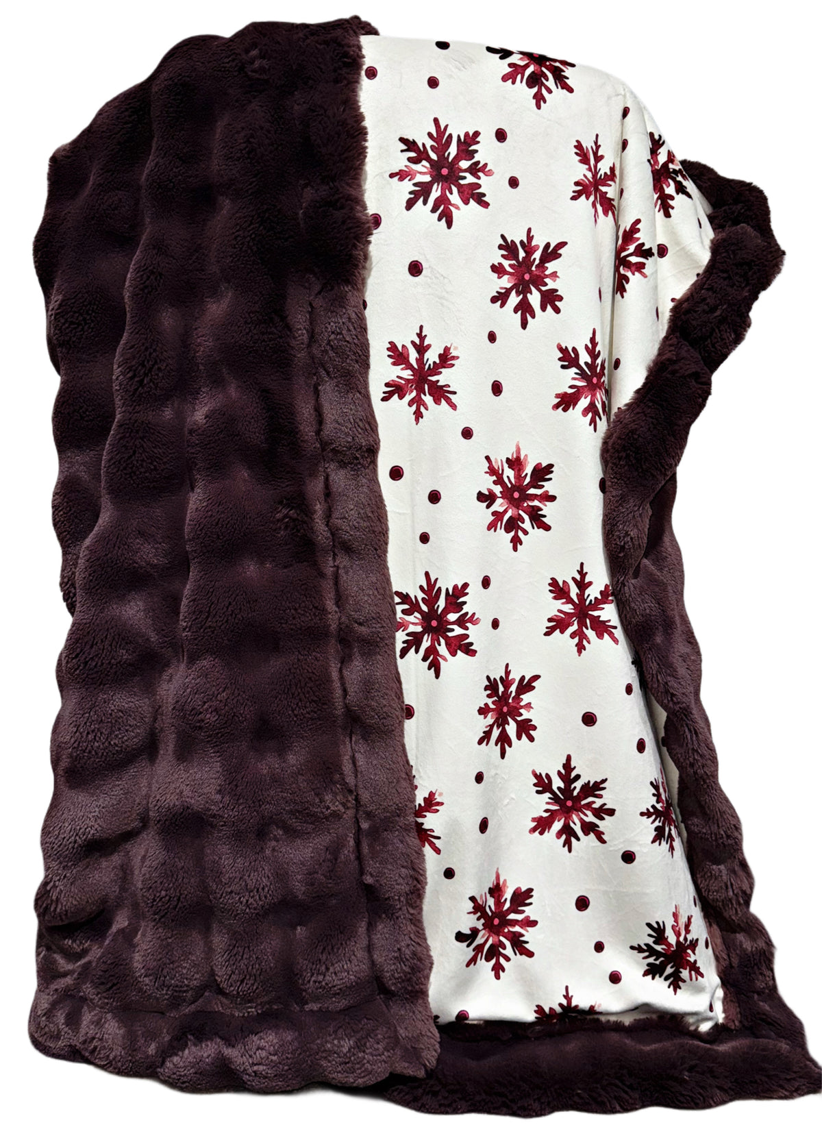 Merlot Snowflakes On Raisin Rum Powder Puff  XL Adult Size