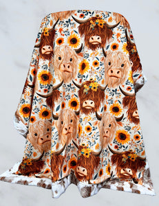 Floral Highland Cow Adult Size