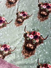 Load image into Gallery viewer, Sage Highland Cows XL Crib Size