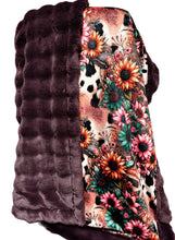 Load image into Gallery viewer, Rum Raisin Pom Pom Extra Luxe Cow Sunflowers XL Adult Size