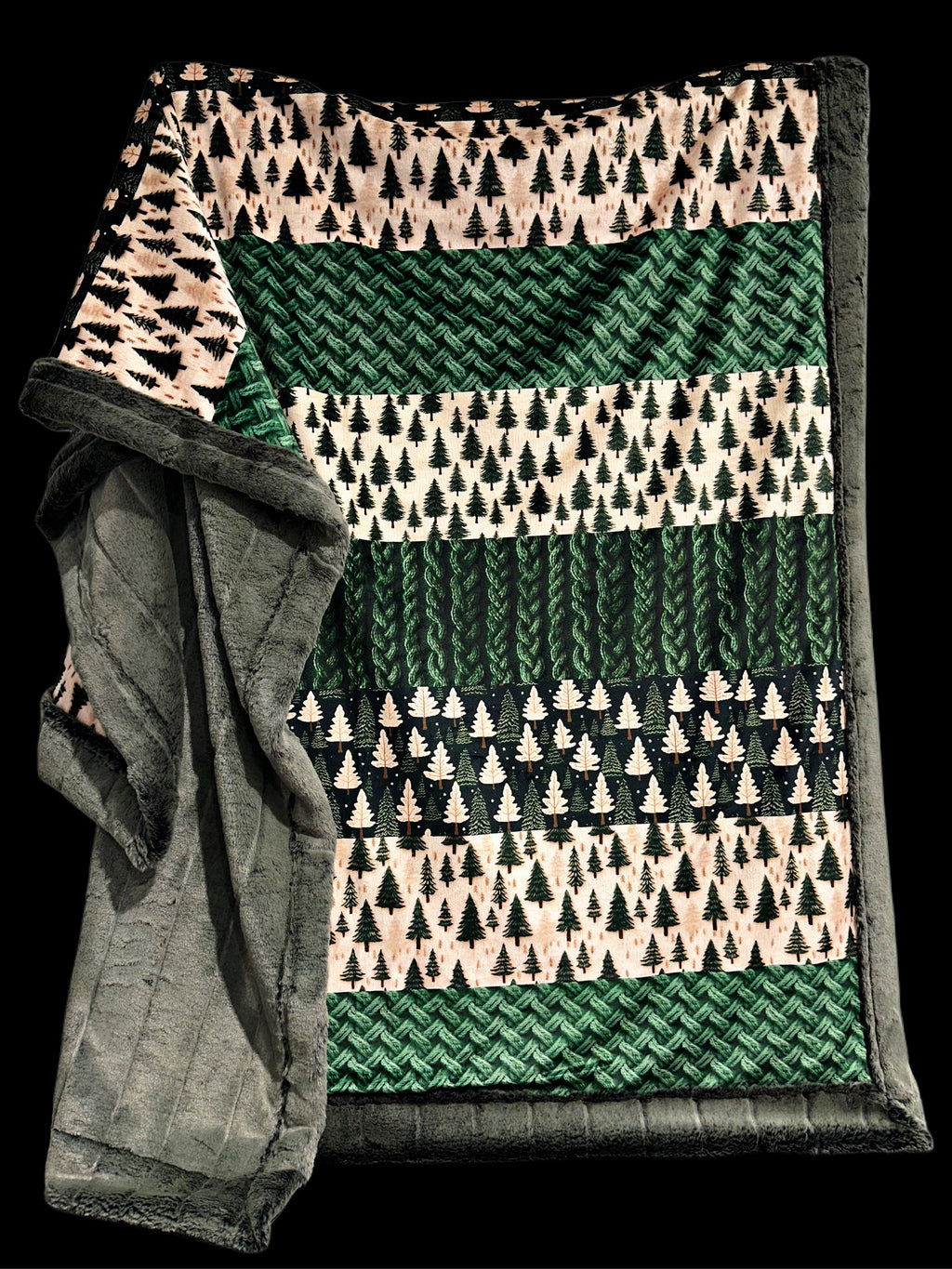 Extra Luxe Pine Grove Sweater Knit Evergreens XL Adult Size