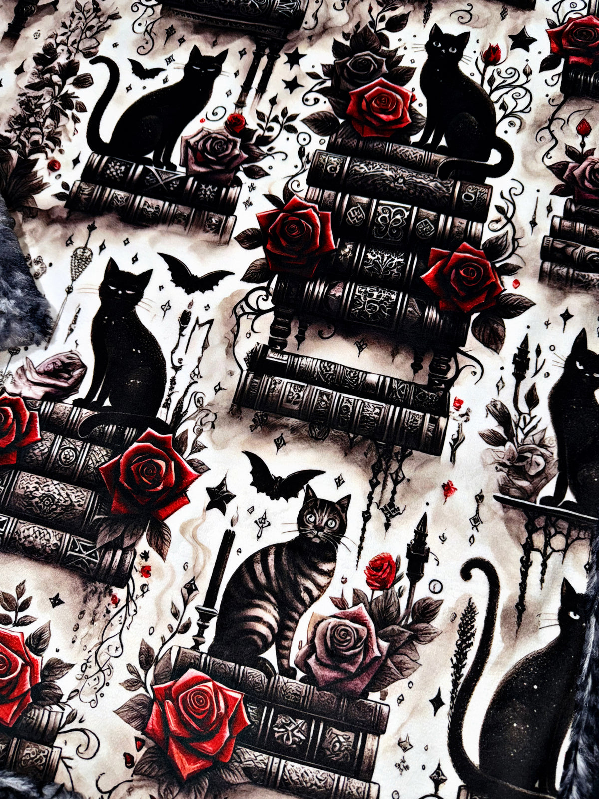 Black Cats, Roses, + Books XL Adult Size