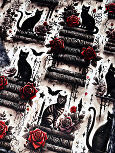 Black Cats, Roses, + Books XL Adult Size