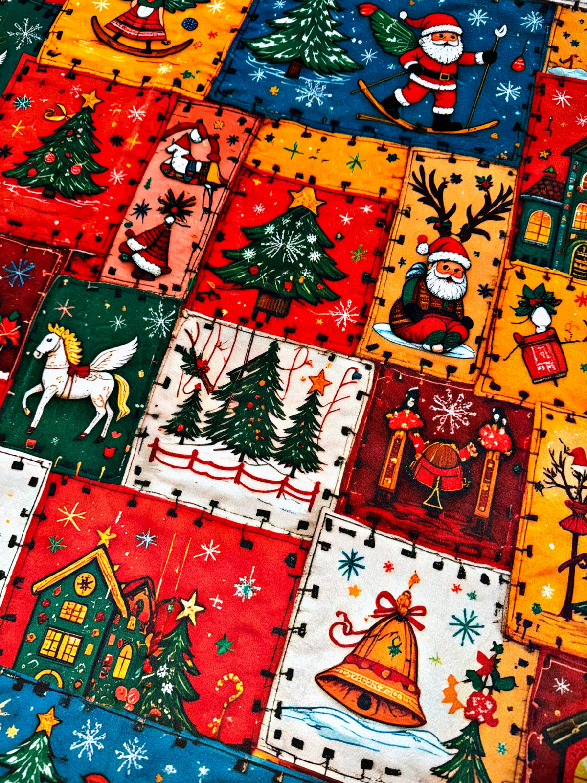 Old Timers Christmas Faux Quilt XL Adult Size