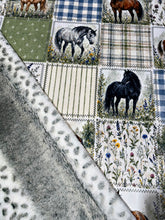 Load image into Gallery viewer, Extra Luxe Alaskan Bunny Ivy + Country Horses Faux Quilt XL Adult Size