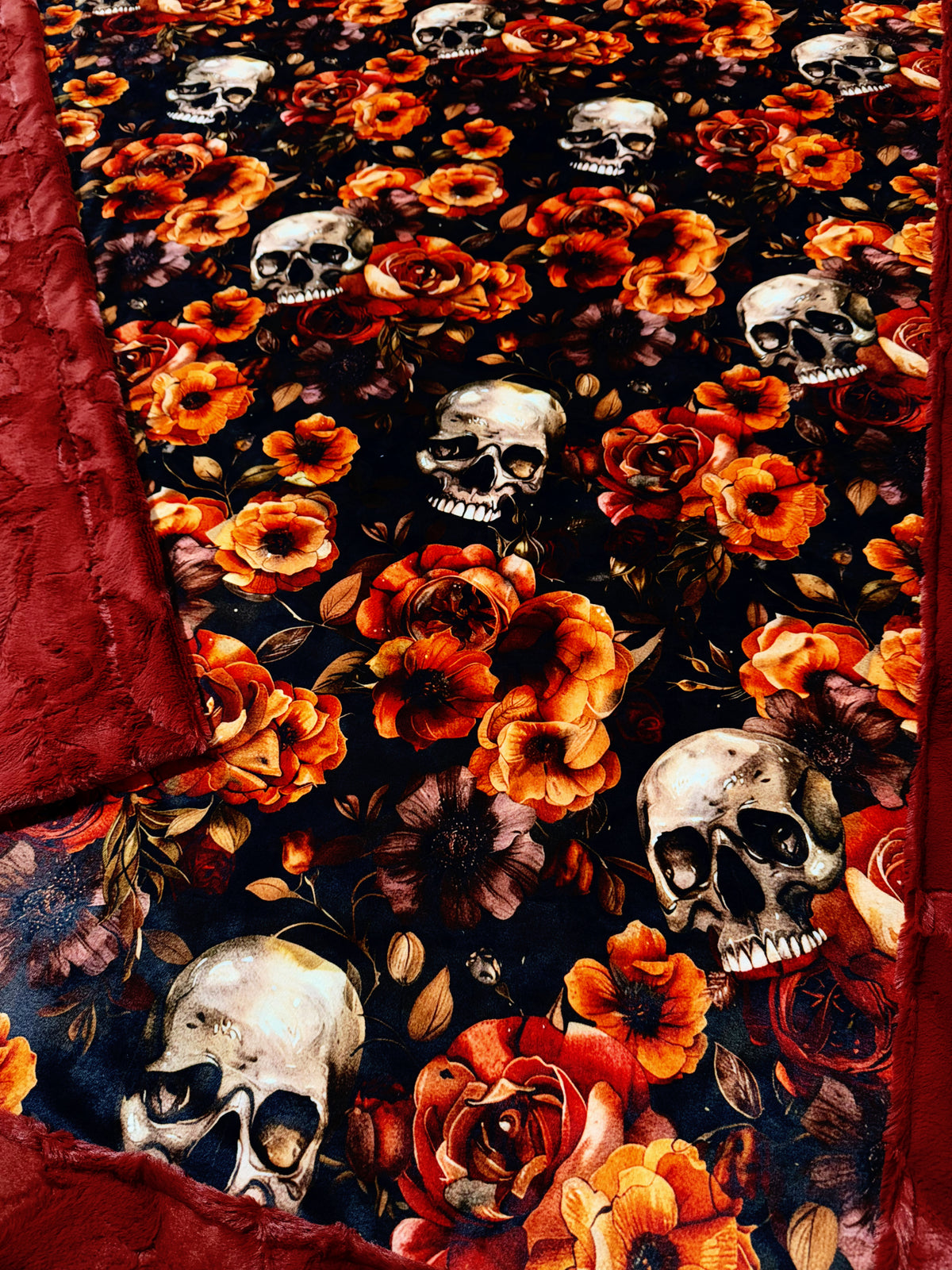 Floral Fall Skulls XL Adult Size