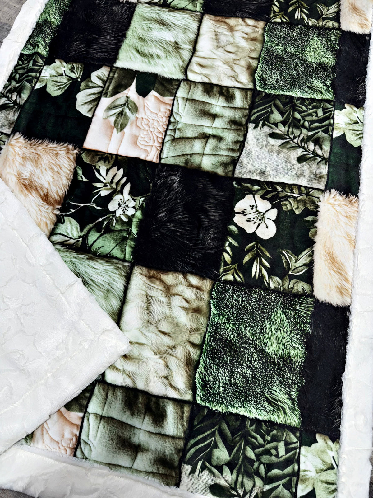 Sage + Ivory Faux Texture Quilt Crib Size