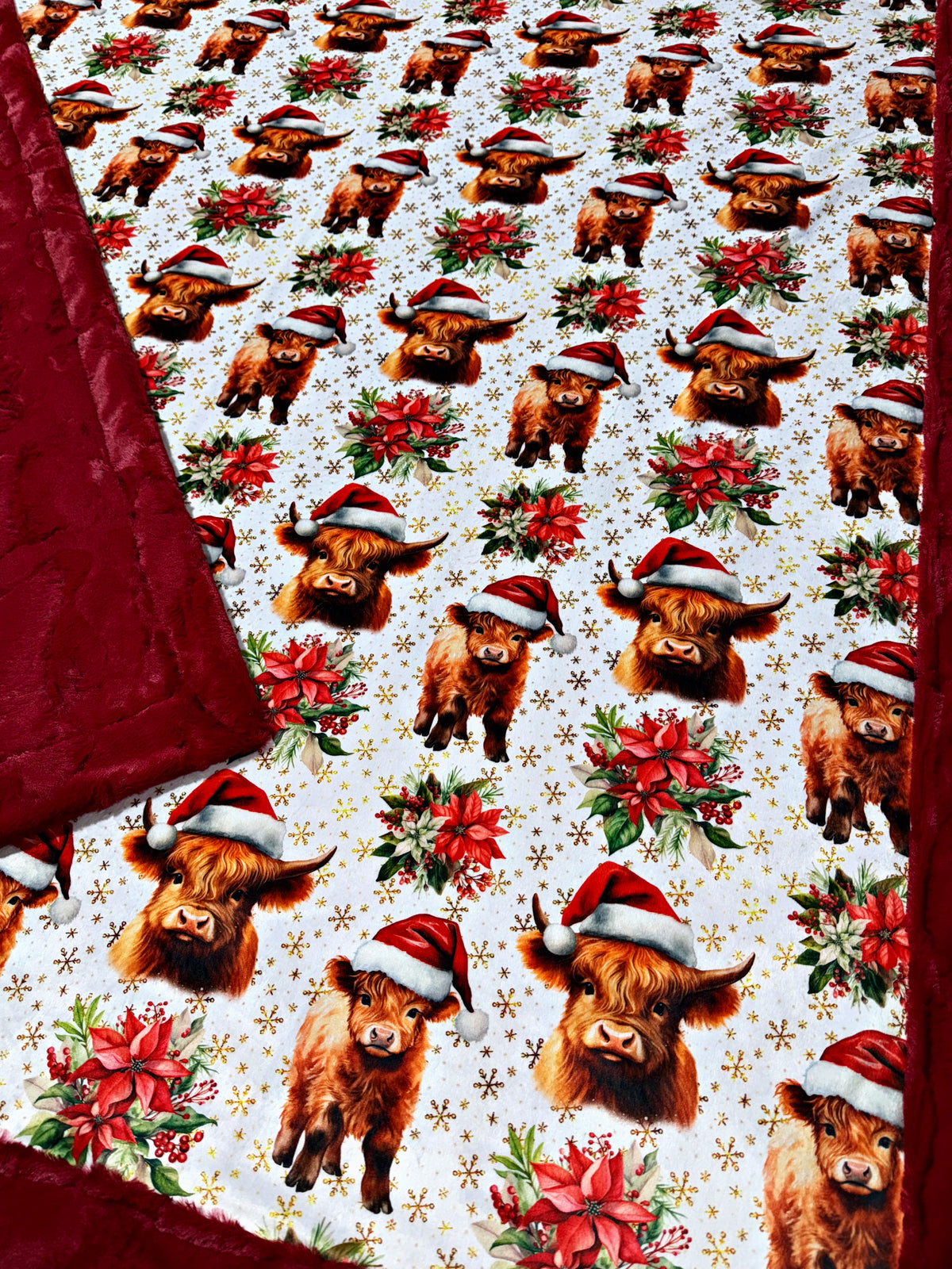Poinsettia Highland Cows XL Adult Size
