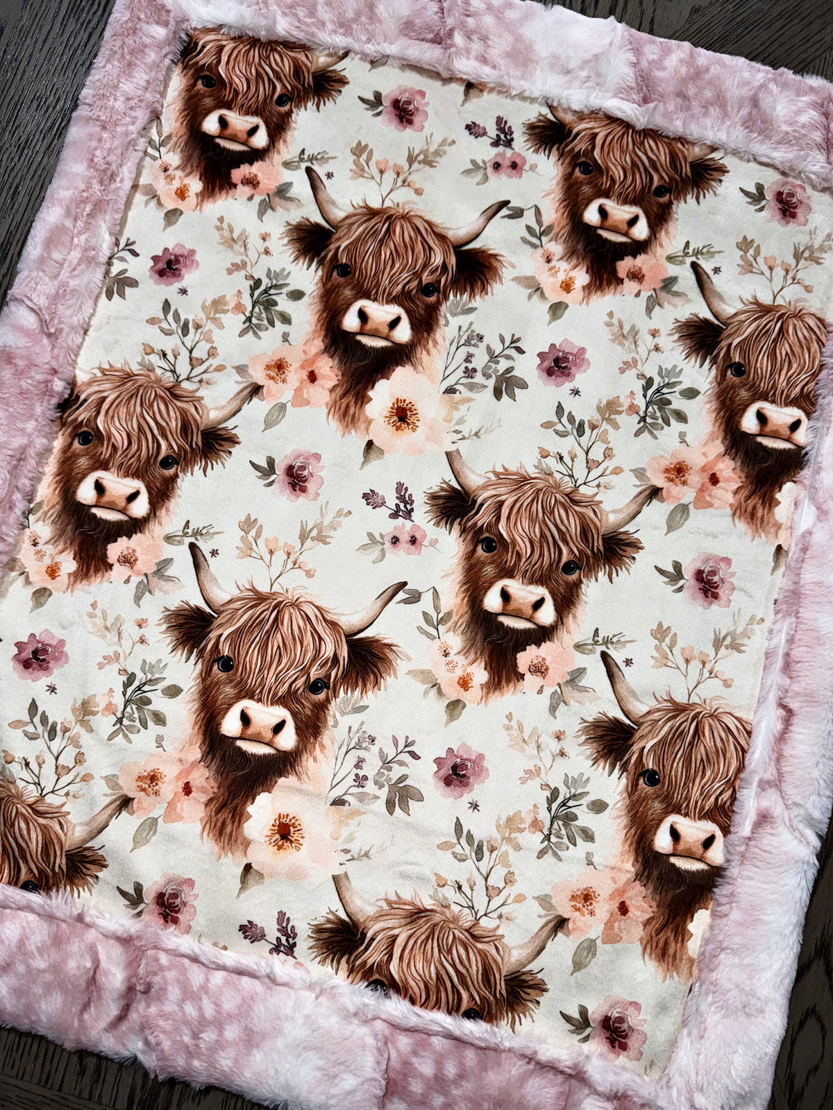 Floral Highland Cows Lovey Size